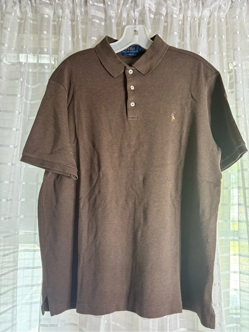 Ralph Lauren Brown Short-Sleeve Polo with Embroidered Pony